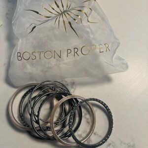Boston proper gunmetal Crystal lucite bangles.